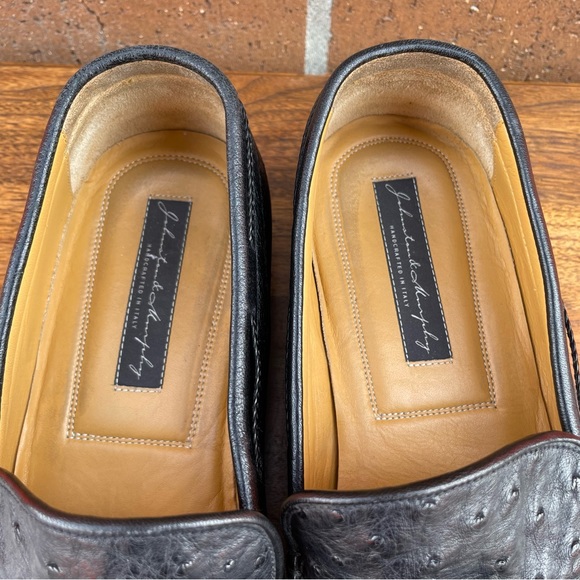 Johnston & Murphy Loafer Dress Shoes Mens 11 Black Genuine Ostrich Made In Italy - Picture 15 of 15